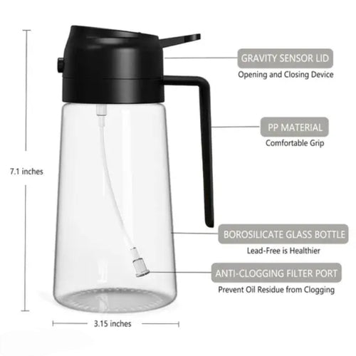 2-in-1 Glass Oil Dispenser and Sprayer Bottle