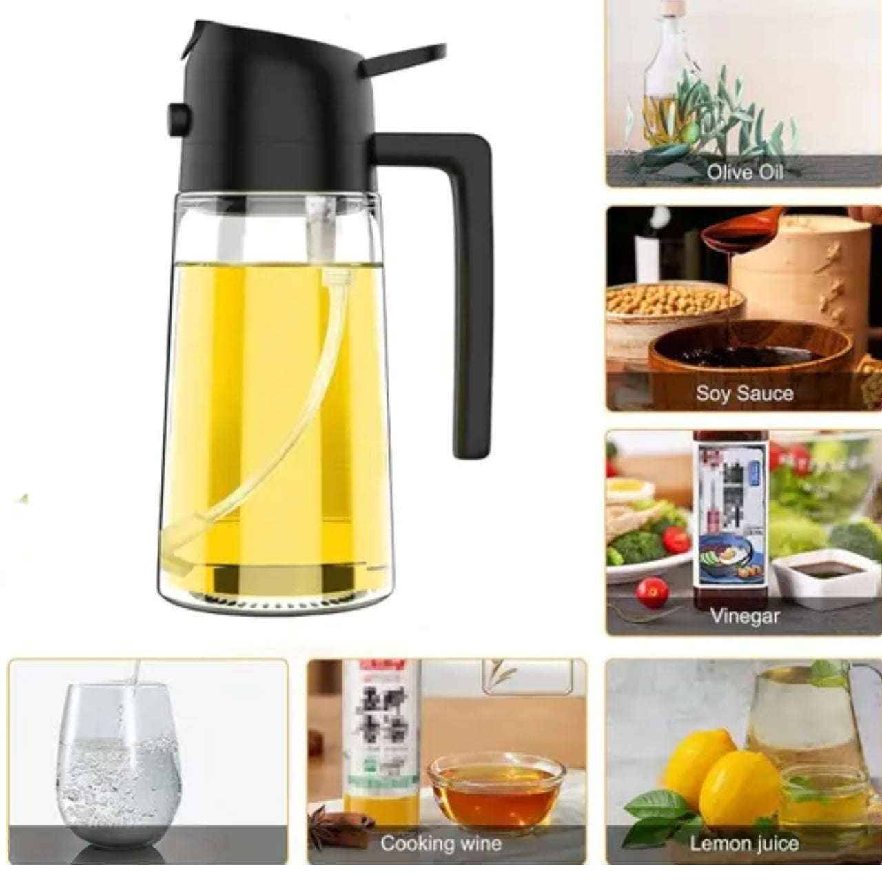 2-in-1 Glass Oil Dispenser and Sprayer Bottle