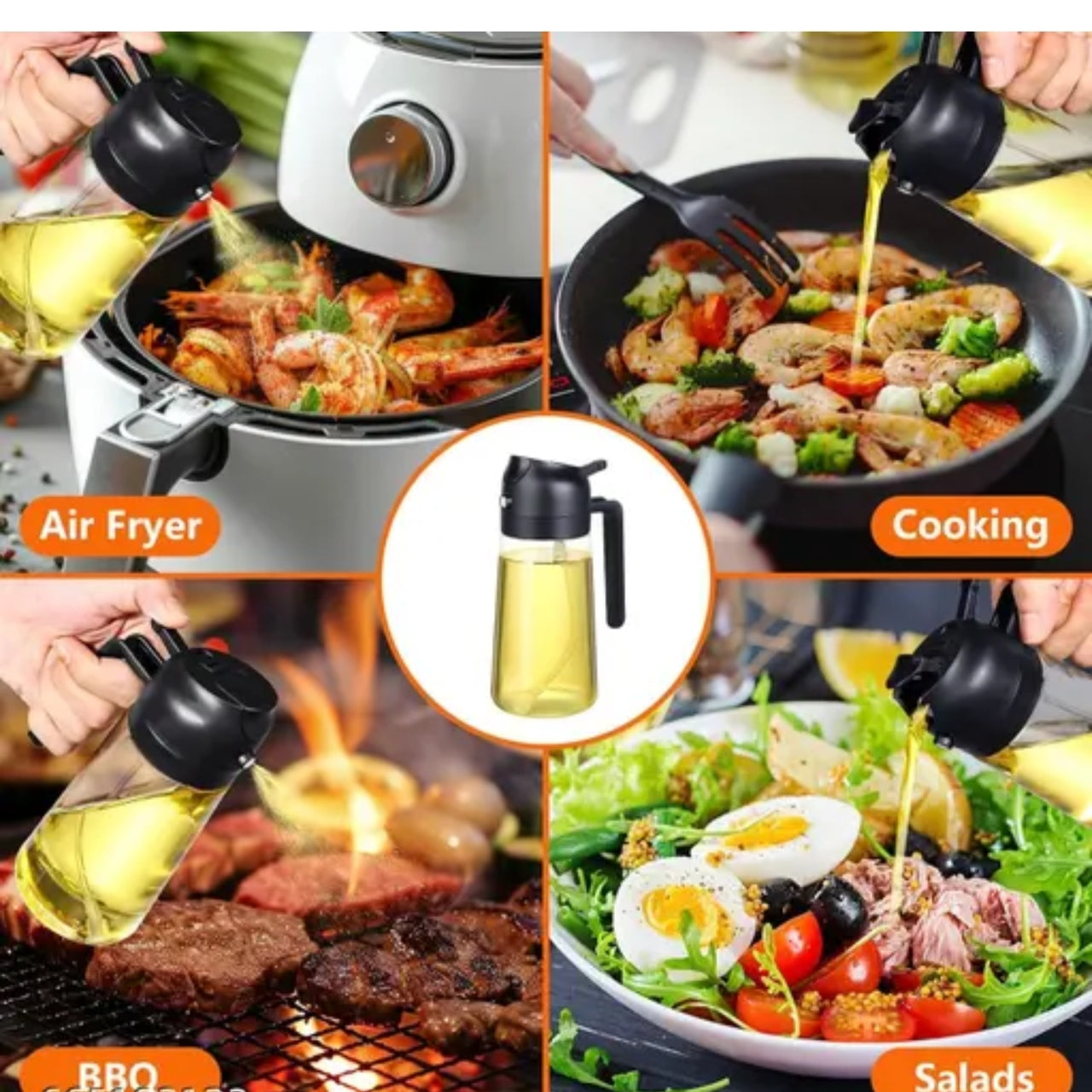 2-in-1 Glass Oil Dispenser and Sprayer Bottle