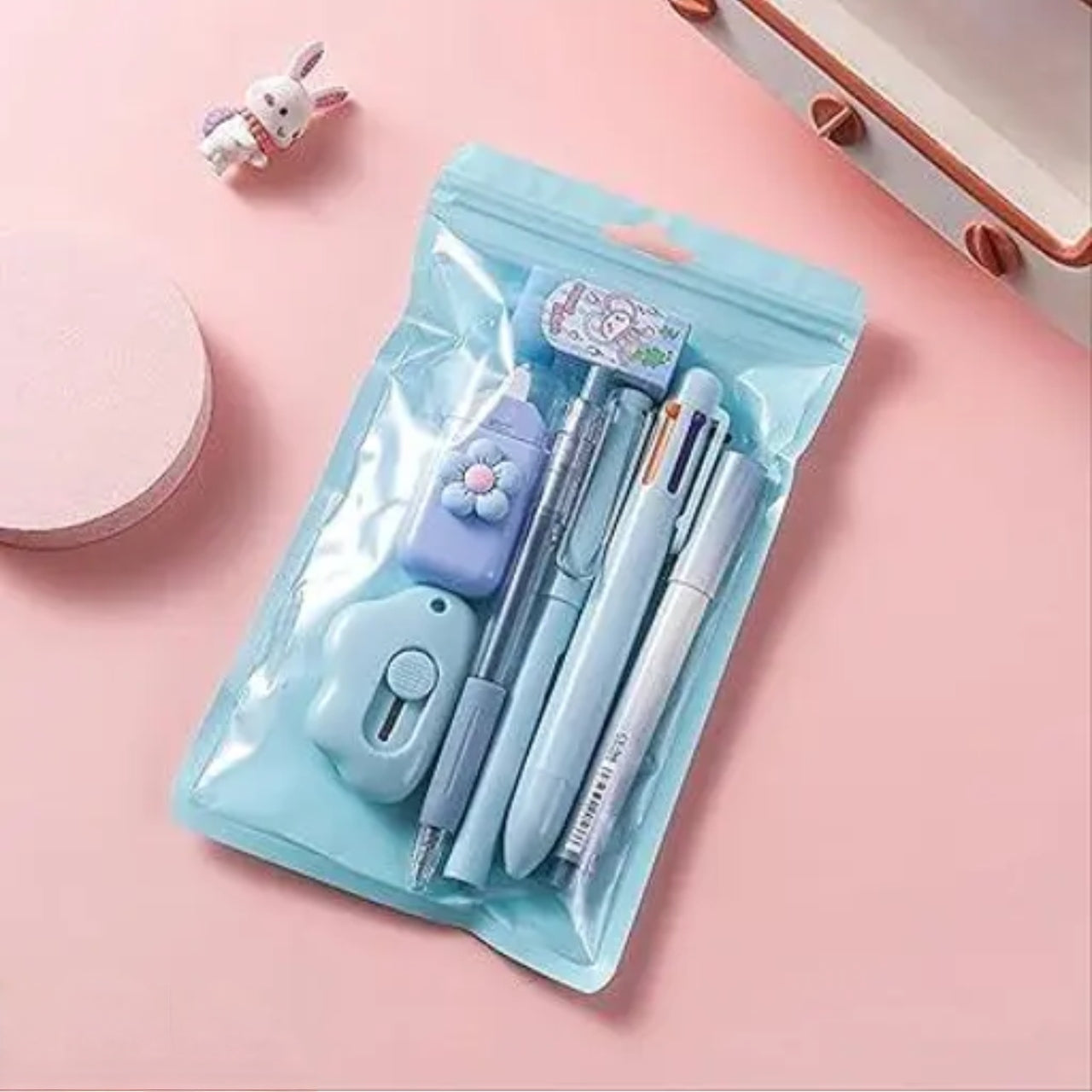 7 pcs cute pink stationery set kawaii