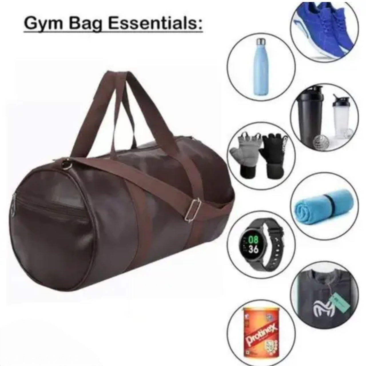 brown leather gym duffel bag