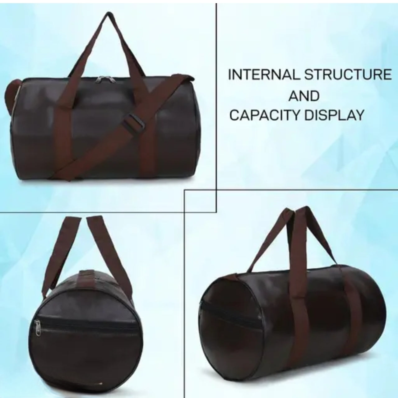 brown leather gym duffel bag
