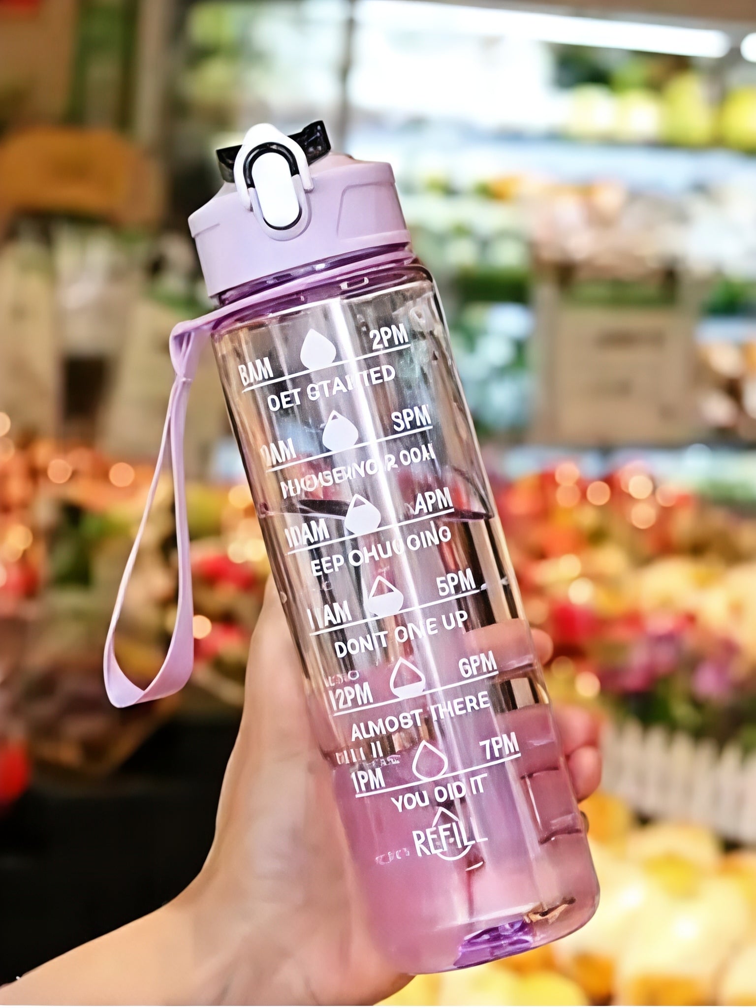 motivational water bottle with time markers