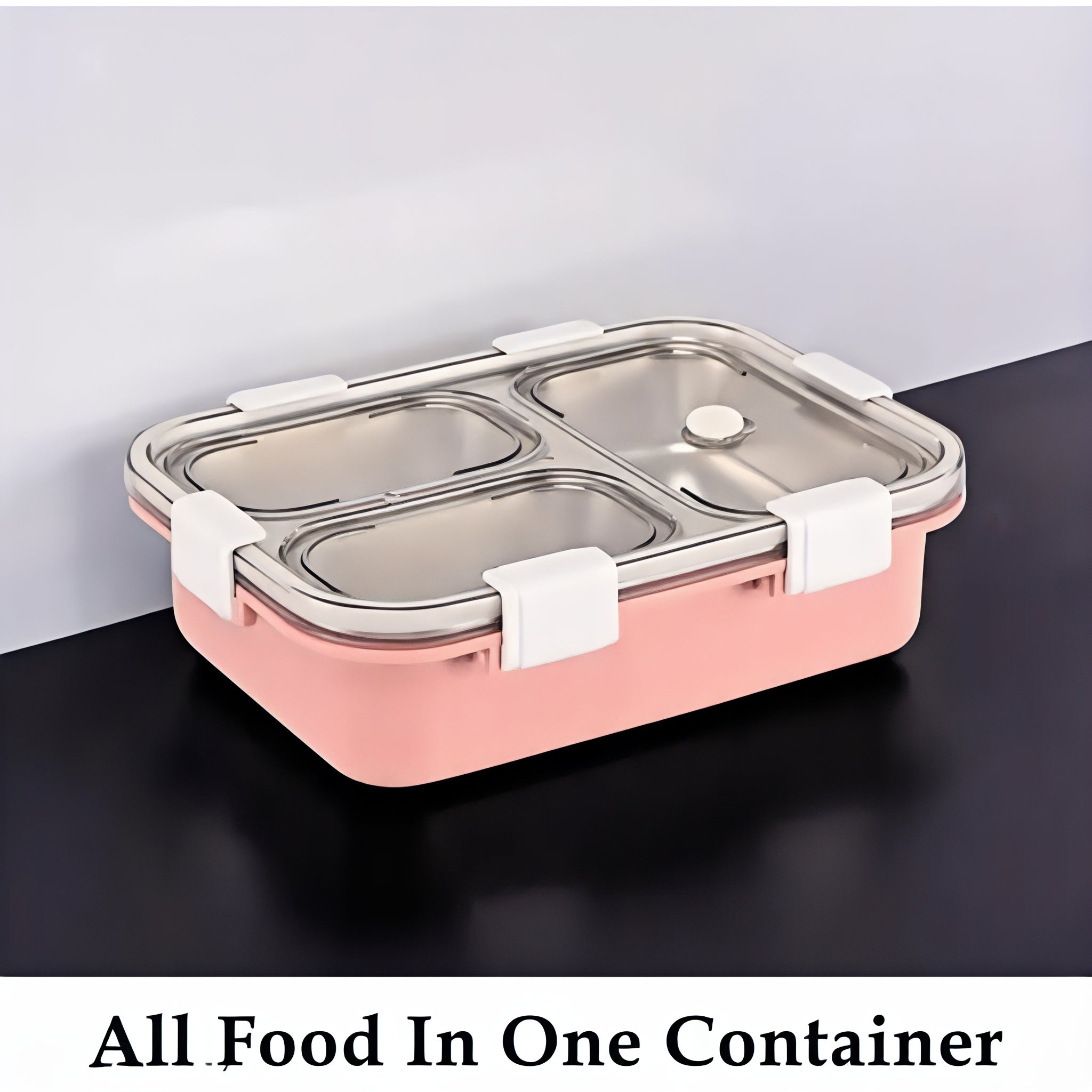 stylish 3 compartment stainless steel lunch box with leakproof design