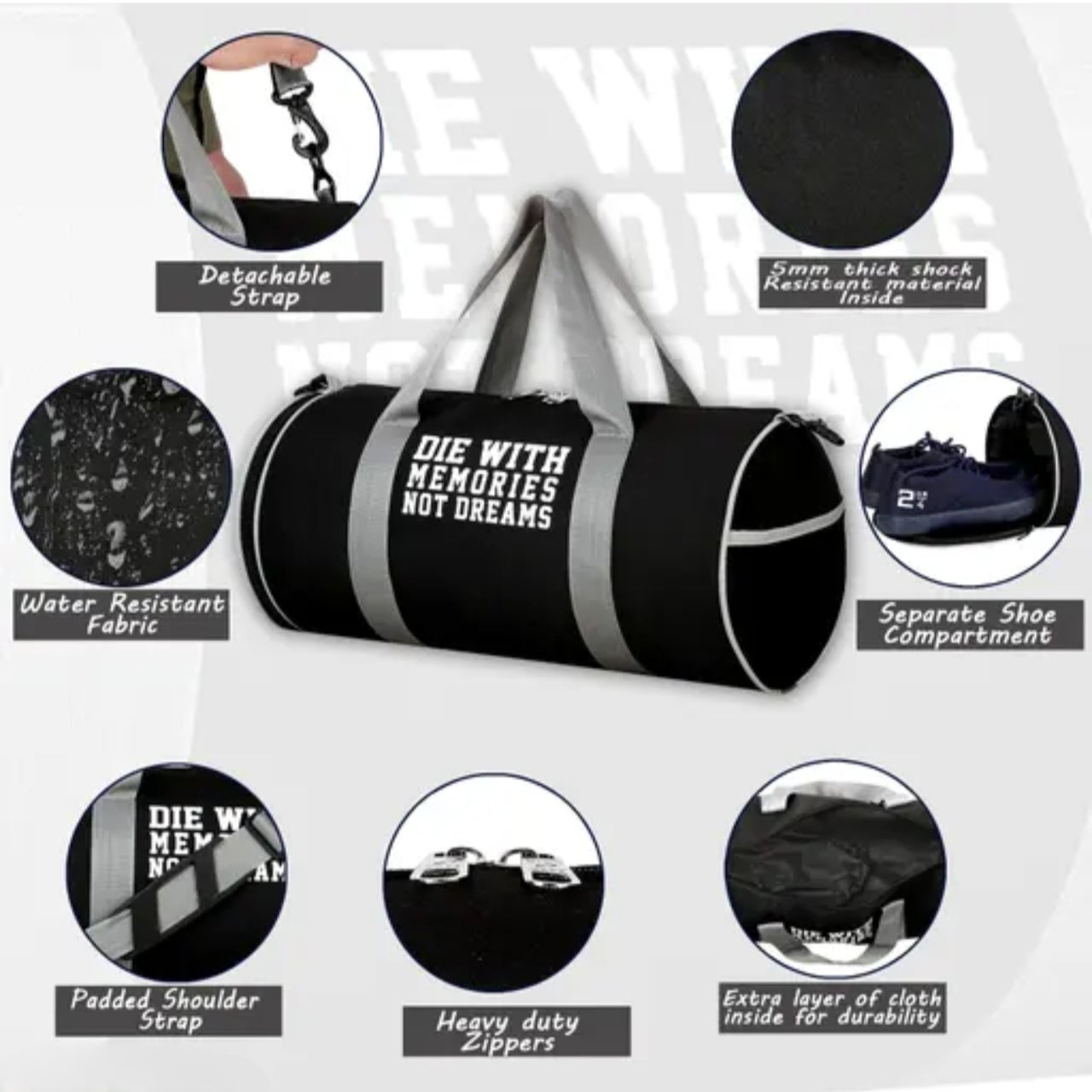 gym bag with saparete shoe compartment